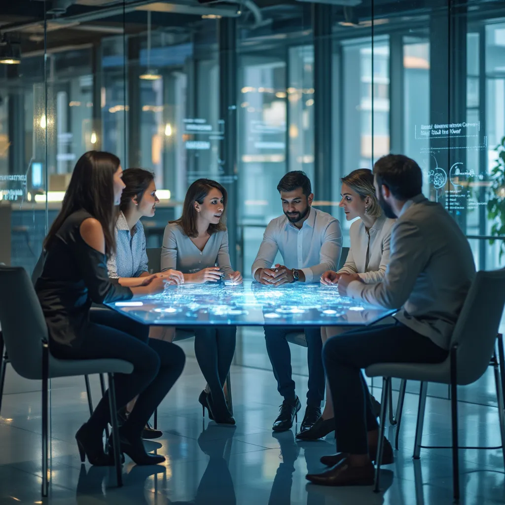Equipo de consultores financieros discutiendo estrategias